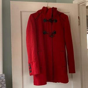 Red Funnel neck Toggle coat